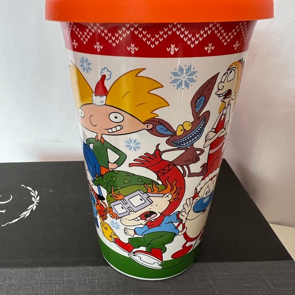 NEW Nickelodeon Cartoon Characters travel Coffee MUG with lid Cup  pair of socks - Picture 5 of 11